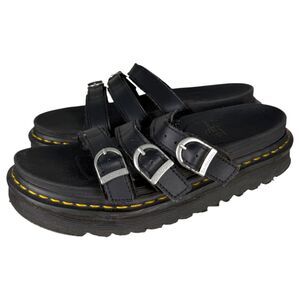 Dr. Martens Blaire Black 3 Buckle Slides Slide Sandals Platform Women's Size 9
